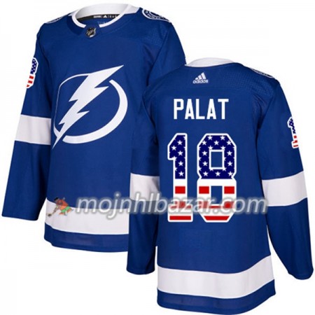 Dresovi Tampa Bay Lightning Ondrej Palat 18 Adidas 2017-2018 Plava USA Flag Fashion Authentic - Muške Dresovi Tampa Bay Lightning Ondrej Palat 18 Adidas 2017-2018 Plava USA Flag Fashion Authentic - Muške